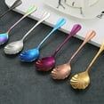 thumbnail image 6 of Travelwant Shell Shape Teaspoon, Colorful Stainless Steel Tea Dinner Table Mixing Spoon Kit, Dessert Coffee Sugar Spoon for Desserts, Sugar, Demitasse, Afternoon Tea, Kitchen and Bar Ice-cream, Coffee, 6 of 7