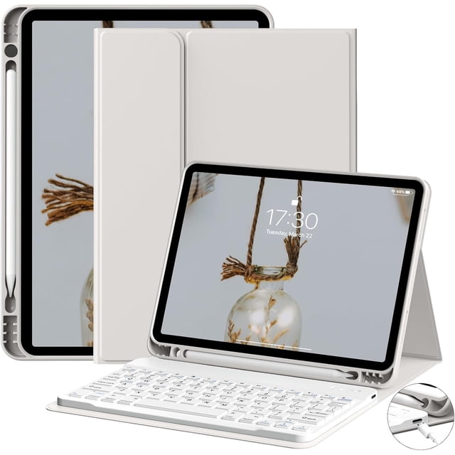 Funda con teclado GKABXY para iPad Air de 11 y 10,9 pulgadas, gris