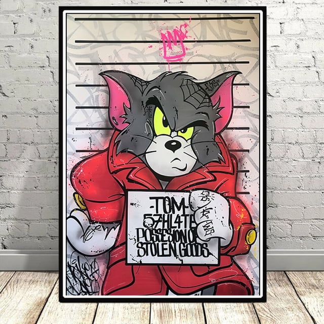 Disney Cartoon Characters Canvas Poster Graffiti Mickey Mouse Donald Duck Home Room Decor Wall Art Painting Mural Print Pictures70X100cm Unframed Gao Jinjia LED