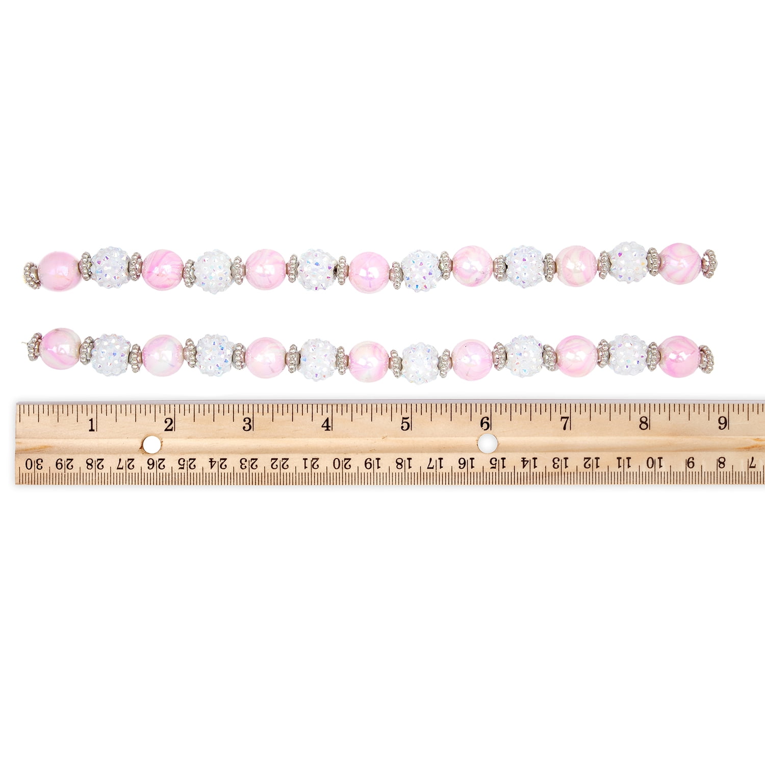 Cousin DIY White AB and Pink Acrylic Shamballa Bead Strand, 54 Pieces, Unisex