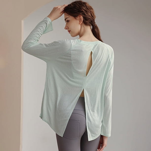 Ropa de yoga Camiseta de mujer Otoño Blusa deportiva suelta adelgazante Entrenamiento profesional de pilates Fitness Manga larga