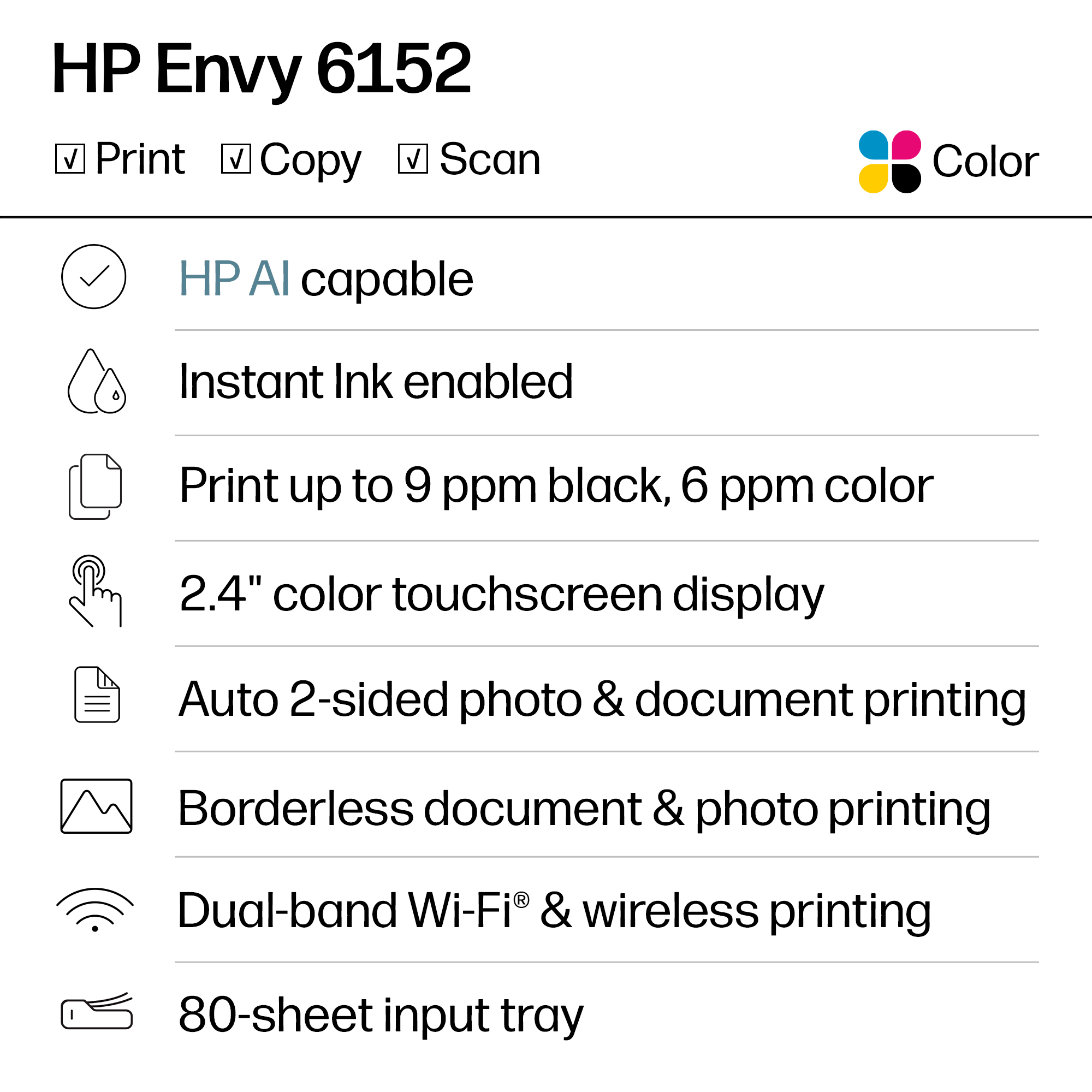 HP Envy 6152 Wireless All-in-One Color Photo Printer photo 2
