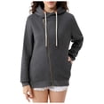 thumbnail image 4 of Fgnfyis Women Zip Up Hoodie Solid Color Lined Long Sleeve Casual Pullover with Front Pockets for Everyday Wear Dark Gray XL, 4 of 8