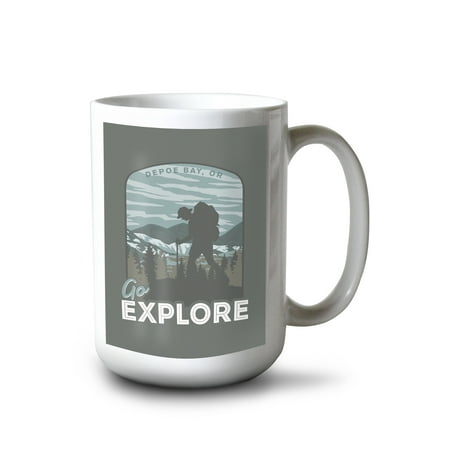 

Lantern Press 15 fl oz Ceramic Mug Depoe Bay OR Catch me outside Contour Dishwasher & Microwave Safe