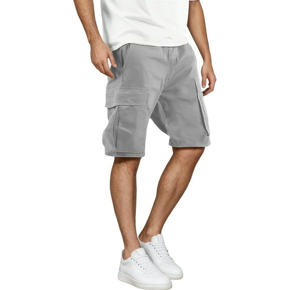 Yhkghxis Cargo Shorts for Big Tall Men Classic Casual Trousers Short Relaxed Fit Casual Multi-Pocket Shorts
