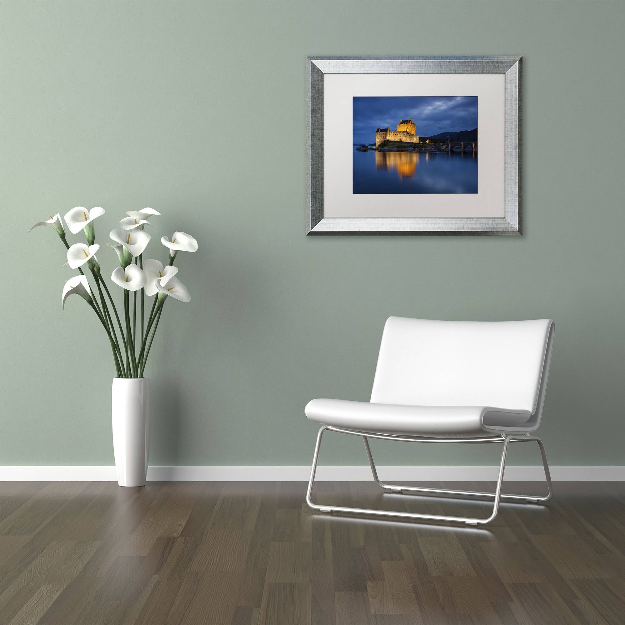 Trademark Fine Art "Eilean Donan Castle" Canvas Art by Michael Blanchette Photography White Matte, Silver Frame