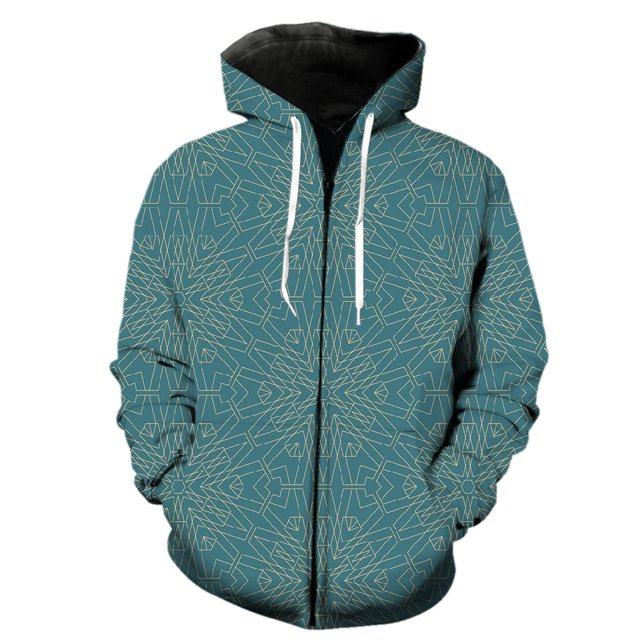 Abstract Pattern Men's Zipper Hoodie Spring Sweatshirts Long Sleeve Casual Cool Tops Teens 3D Print Fashion Hip Hop Oversized