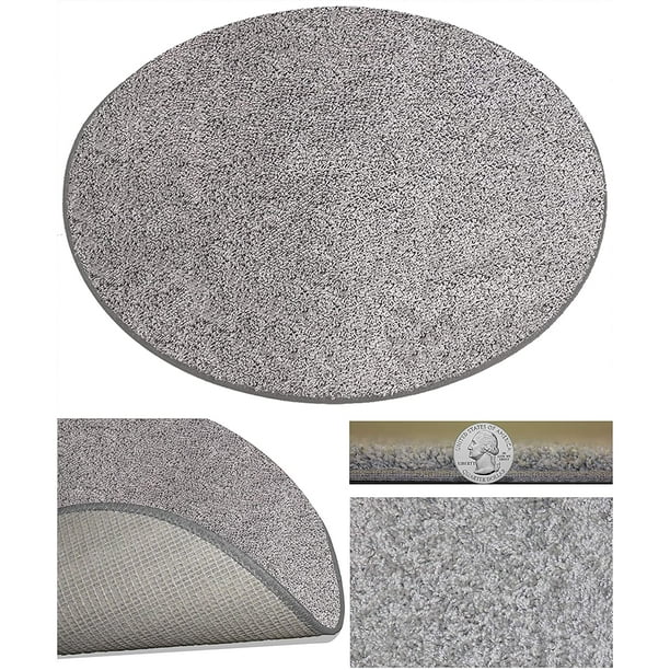 8'6" Round Frieze Style Round Area Rugs 100 PureColor Solution Dyed