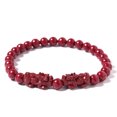 thumbnail image 1 of Pulsera de cinabrio con dos dijes de Pixius, cuentas rojas de 10 mm, 1 of 2