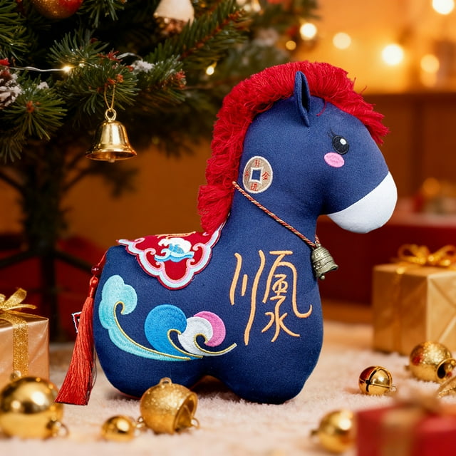 Muñeca de lino para festival, decoración navideña, 32 cm, dibujos animados, adorables caballitos, juguete de decoración navideña, muñeca de festival, regalo del Año del Caballo, decoración de Hallowee