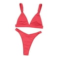 thumbnail image 2 of BONIXOOM Tankini Swimsuits For Women Tankini None Solid Bikinis Bikini Summer Swimwears on Clearance Red Size 4, 2 of 6