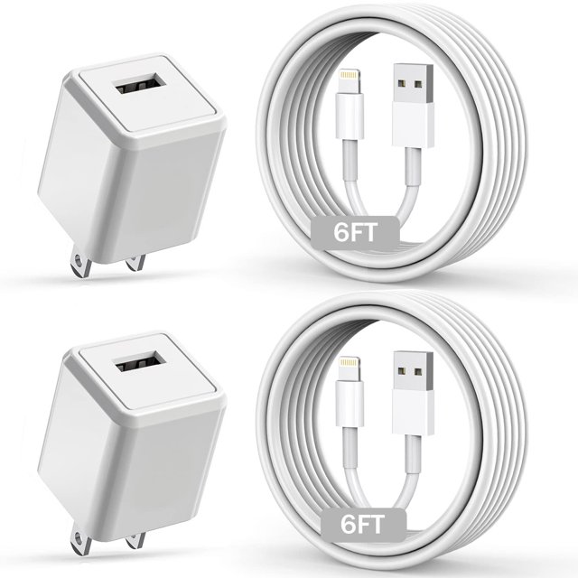Cargador Banety para iPhone, paquete de 2, cable USB a Lightning de 6 pies