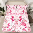 thumbnail image 2 of Feelyou Cute Cartoon Axolotl Bed Sheets, Cloud Stars Rainbow King Sheets, Kawaii Pink Animal Sheet Set, Microfiber Bedroom Decor, 4-Piece, 2 of 7