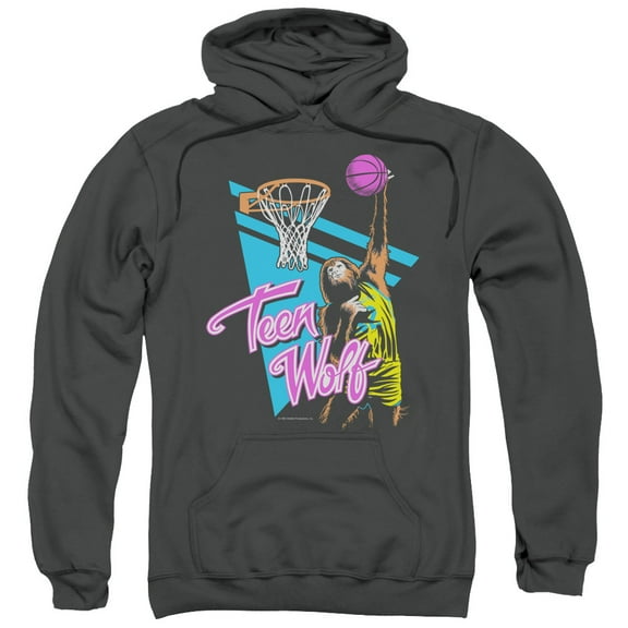 Teen Wolf Slam Dunk Adult Pullover Hoodie Sweatshirt Charcoal