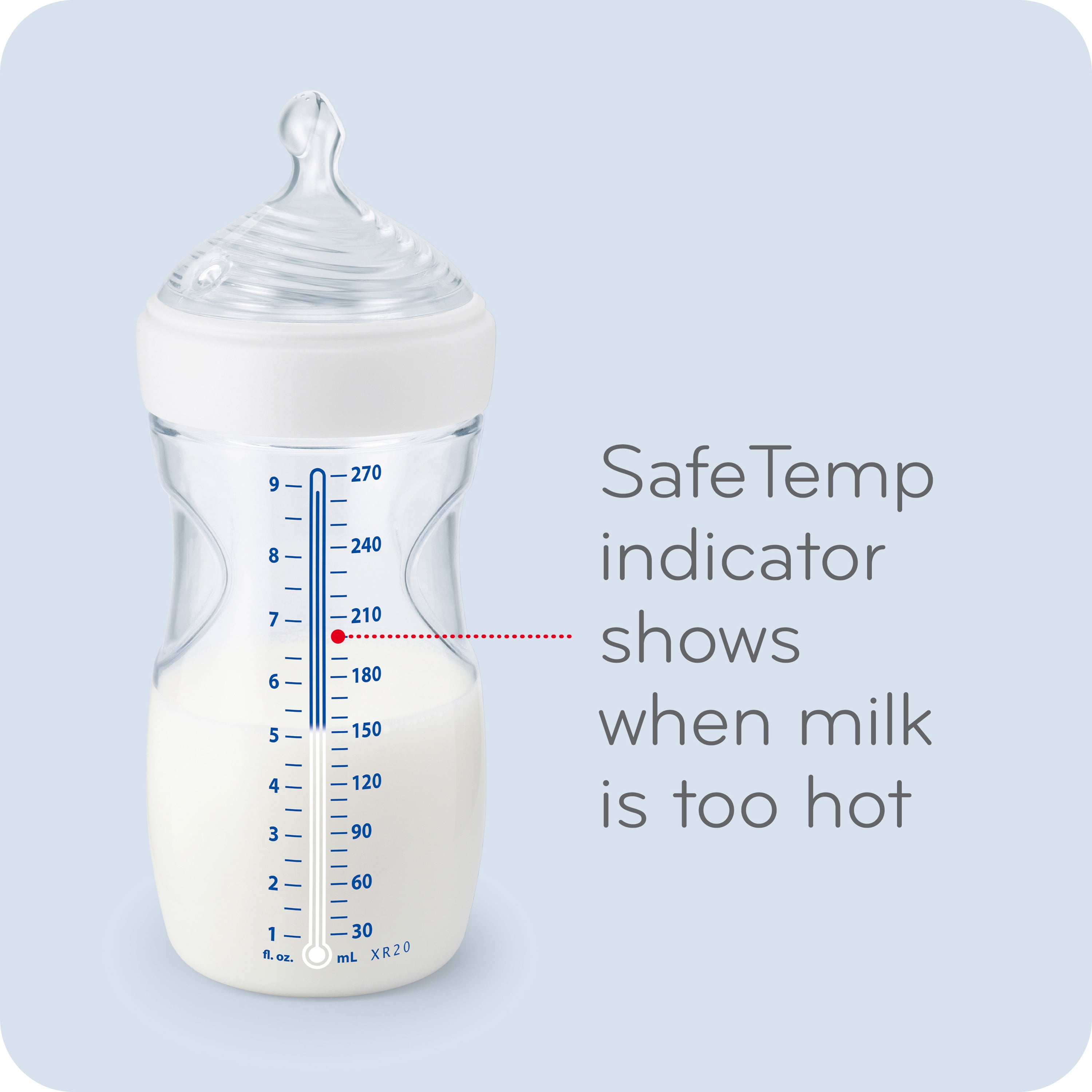 NUK Simply Natural Baby Bottle with SafeTemp, 5 Oz., 2-Pack, Pink Hearts