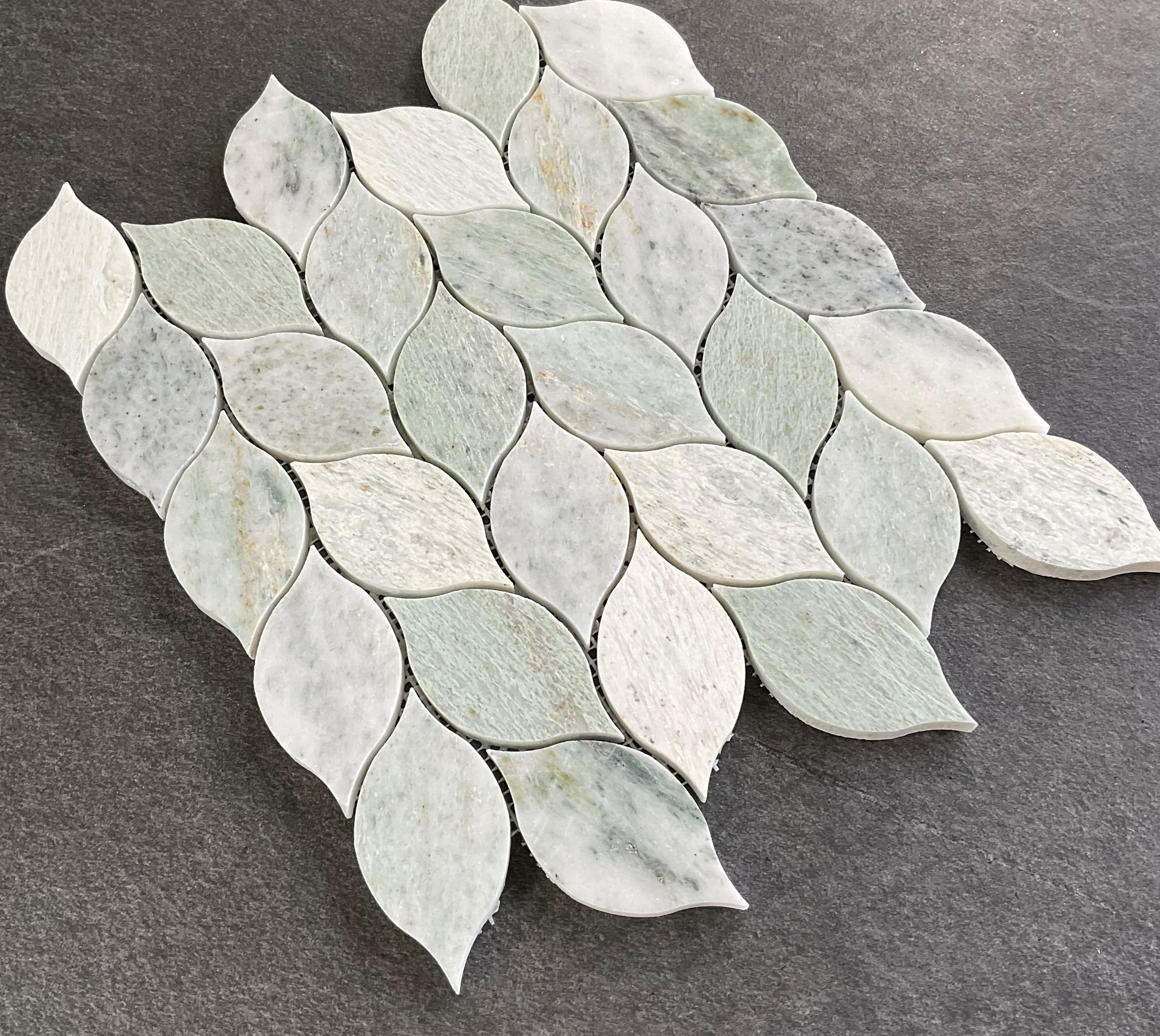 10-Sheet of Ming Green Marble Leaf Pattern Wall & Floor Mosaic Tiles