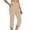 Beige, variant on Capri Pants for Women Casual Work Elastic High Waist Solid Color Yoga Cropped Pants with Pockets (XL, White)