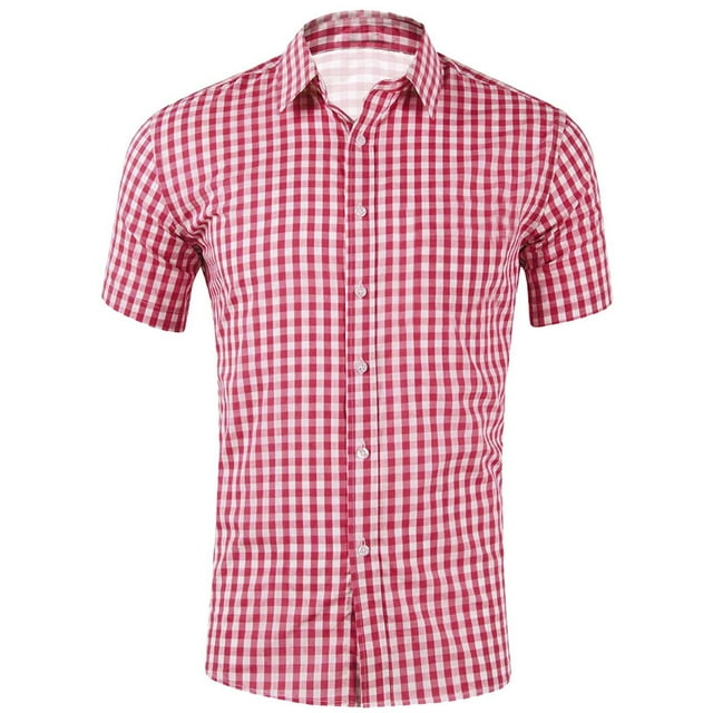BOBOGOJP Chemise Boutonnée Homme Ajustée à Manches Courtes Imprimée, Rouge 3TG