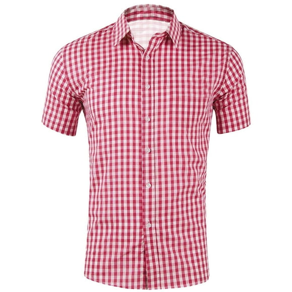 Ketyyh-chn99 Linen Shirt Men 2024 Summer Tops Short Sleeve Shirts for Men Casual Solid Pullover Short Sleeve V Button Tops T-Shirt Red,2XL