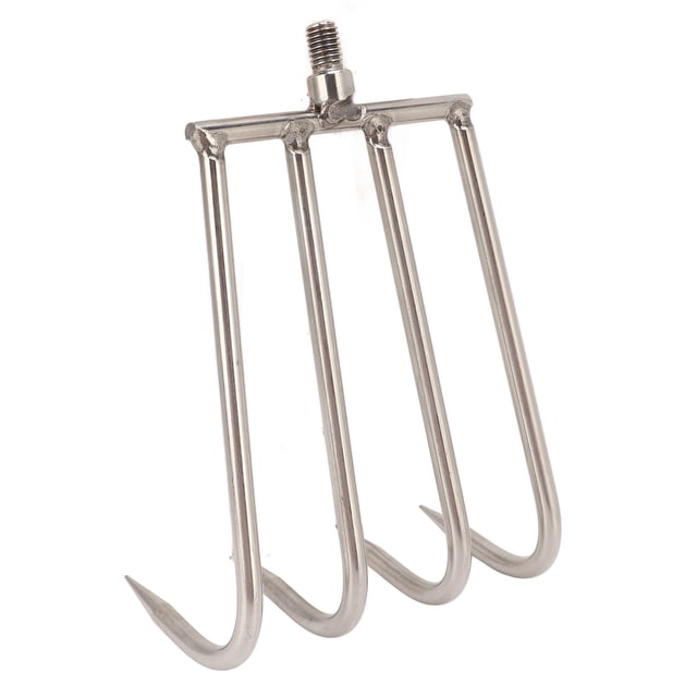 Rastrillo De Mano De 4 Dientes Hierba Portátil De Acero Inoxidable Roscado De 8 Mm