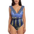 thumbnail image 2 of -Starry Night Over The Rhone One-Piece Swimsuit Women Ruffle Bathing Suits New Girl Beach Swimwear Vincent Van, 2 of 5