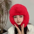 thumbnail image 2 of UTSJKR Women's Fluffy Trapper Hat, Long Pile Faux Fur Ushanka hat with Buckle, Luxurious Mink-Style Winter Warm Hat Red, 2 of 4