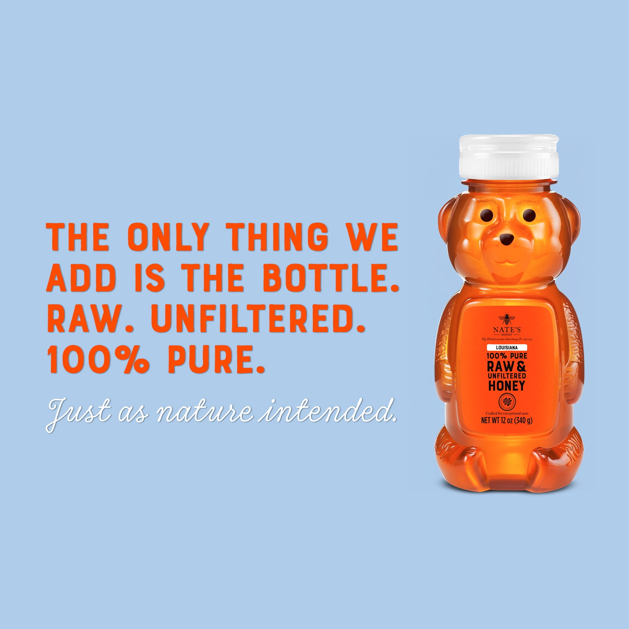 Nate's Louisiana Honey: 100% Pure, Raw and Unfiltered Honey - 12 fl oz Bottle