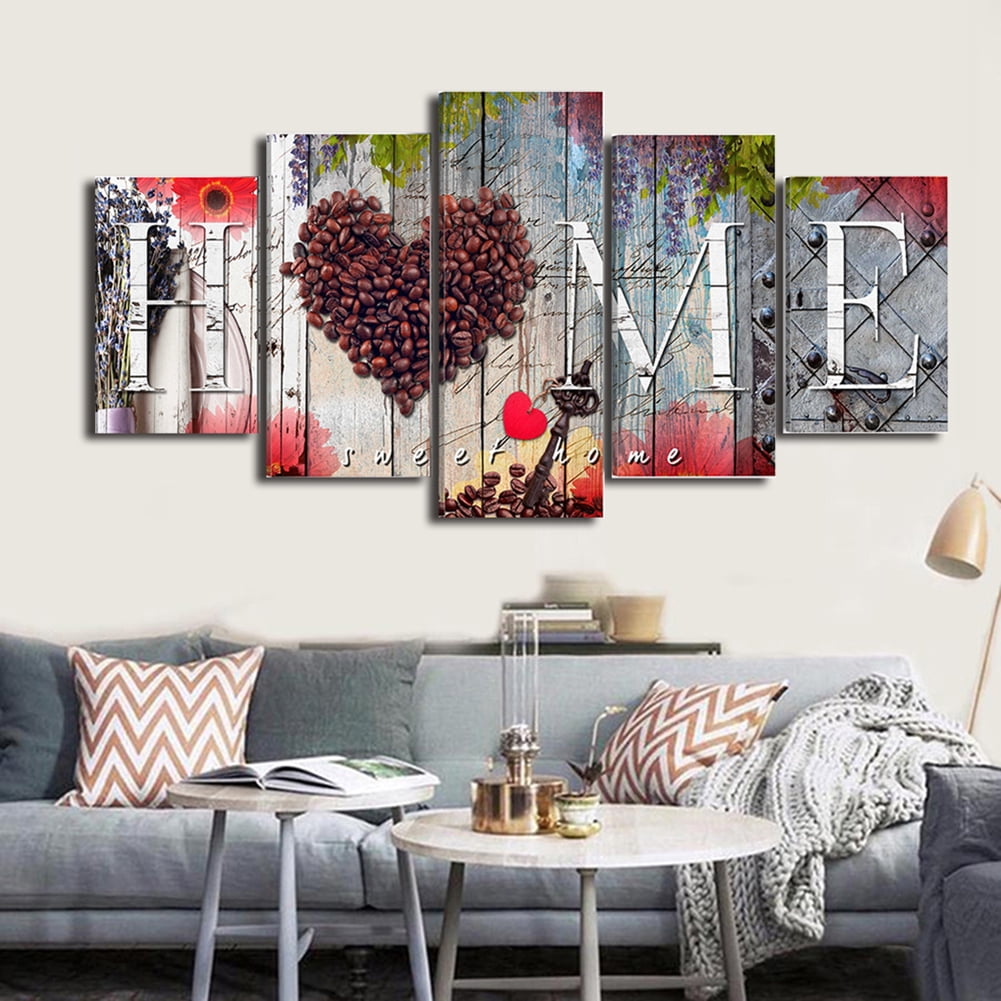 5Pcs Home Flower Modern Canvas Painting Wall Art Home Picture Print Decor 