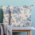 thumbnail image 2 of Spring Blue Floral Pillow Covers 16x16 Inch Set of 2, Chinoiserie Blue Flower Decorative Throw Pillowcase Vintage Floral Outdoor Cushion Cover for Sofa Couch Living Room Bed Decor, 2 of 6