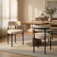 thumbnail image 1 of Meli Dining Chair Set of 4, Modern Boucle Upholstered Chairs with Curved Backrest, Metal Legs, Living Room Furniture, Round Seat Design Kitchen Chairs, 1 of 9