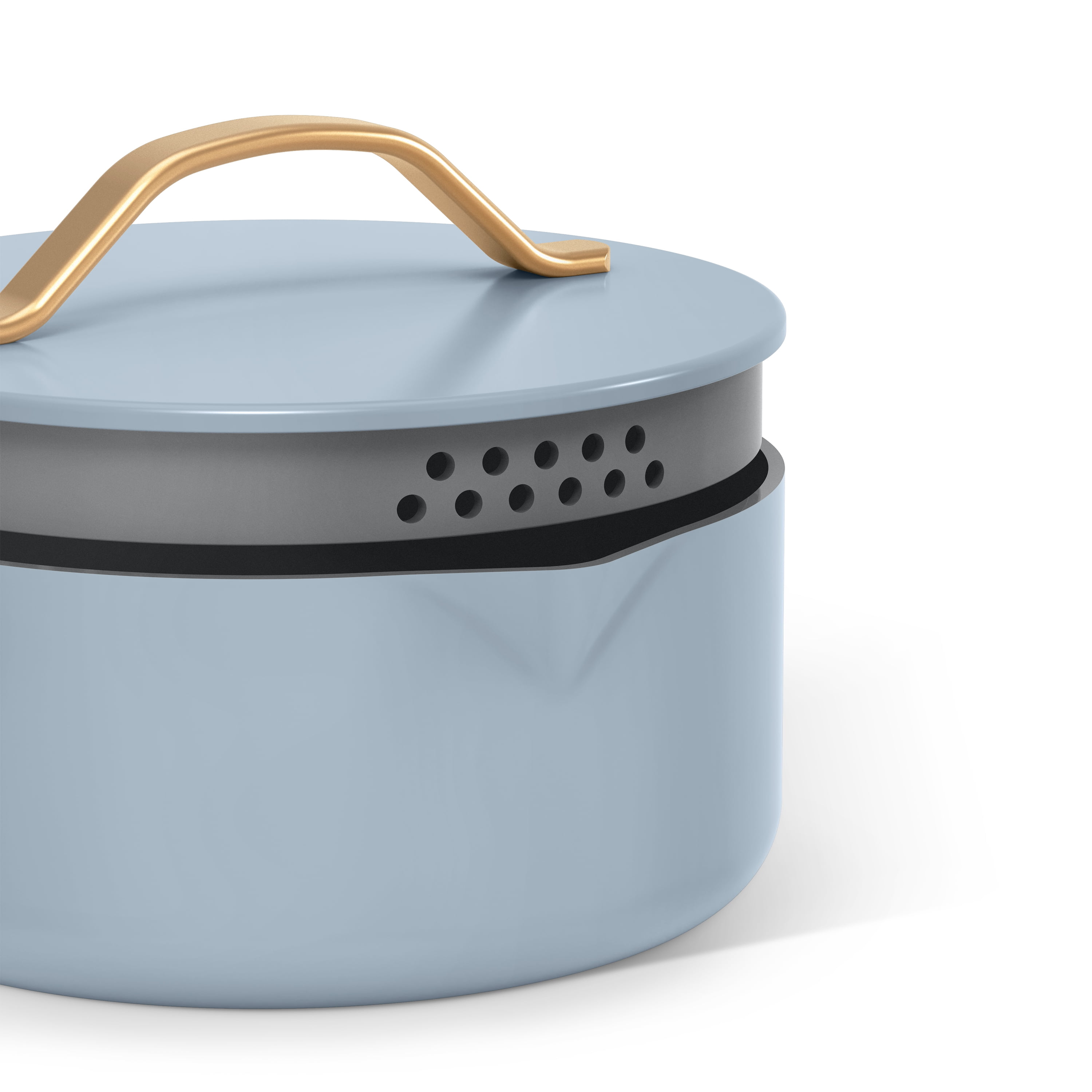 Beautiful 8 Quart Ceramic Non-Stick Stock Pot with Strainer Lid, Cornflower Blue by Drew Barrymore