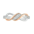 thumbnail image 2 of DGOLD Sterling Silver & 10kt Rose gold White Round Diamond three stone Infinity Ring (0.10 Cttw), 2 of 3