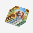 thumbnail image 4 of Welsh Springer Spaniel in Sunflowers Foam Coasters 3.5 in x 3.5 in, 4 of 5