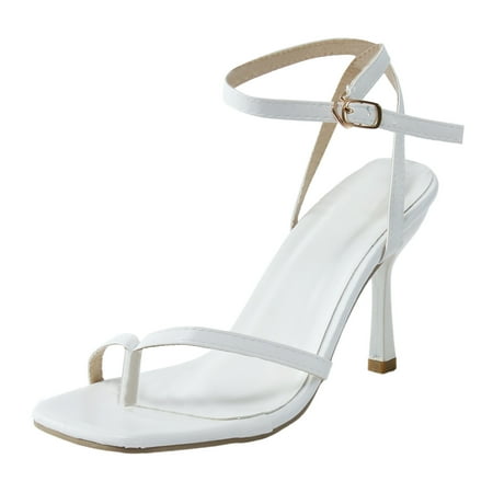 

nsendm Style Sandals Women Ladies Fashion Summer Leather Solid Color Flip Flop Thin Casual Sandals for Women 8 Wide White 7