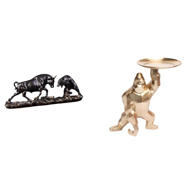 Estatua de escritorio,Figura decorativa de pelea de toros y osos,Colecciones de esculturas de toros,artesanía de resina,decoración,Estatua,Bandeja para servir estatuas,decoración del