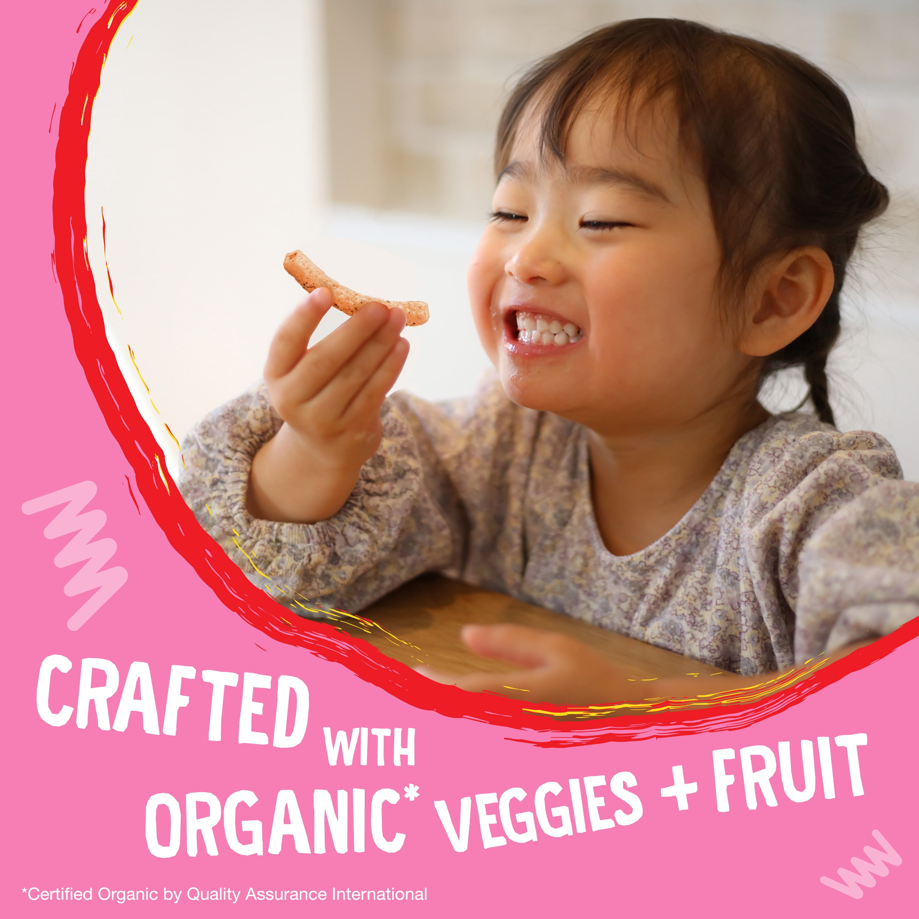 Earth's Best Organic Baby Toddler Snack Strawberry Sweet & Veggie Straws, 2.75 oz Bag