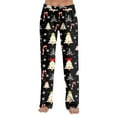 thumbnail image 6 of WTOBBY Women's Anime Print Pajama Pants, Casual Sleepwear with Drawstring Elastic Waist, Comfortable Straight Leg Design for Yoga and Holiday Christmas Print for Home Use,Navy L, 6 of 7