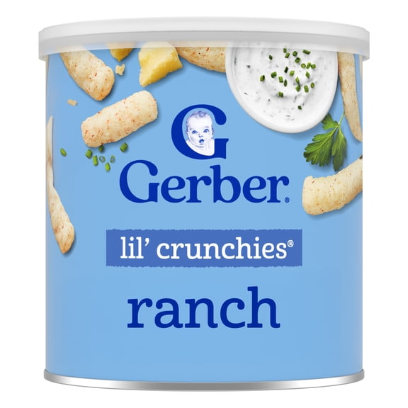 Gerber Snacks for Baby Lil Crunchies Ranch Puffs, 1.48 oz Canister