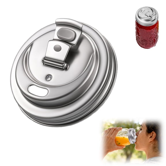 Juice Cup Lid, Stainless Steel Wide Mouth Sip Lid Accessories, Anti-Cracking Leak Proof Seal Flip Cap Cover Airtight for Drink(1pc)