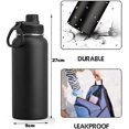 thumbnail image 5 of Botella de agua aislada, 1000 ml, 32 oz, de acero inoxidable, de doble pared, con boca ancha al vacío y tapa con pico a prueba de fugas, 5 of 5