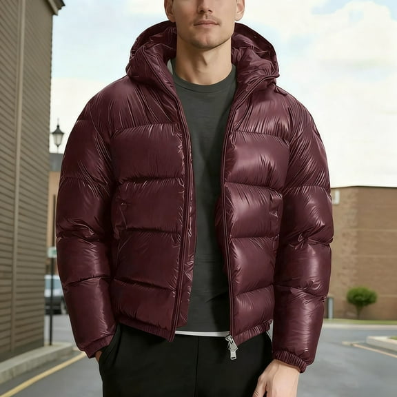 Men's Puffer Jackets with Hood Casual Winter Insulated Hooded Coat ( XXXL)