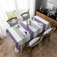 thumbnail image 4 of Purple Grey Striped Rectangle Tablecloth, Minimalist Farmhouse Stripe Waterproof & StainResistant Tablecloth, Washable Oil-proof Table Cover for Dining/Party/Wedding/Camping/Buffet 60x84 In, 4 of 9