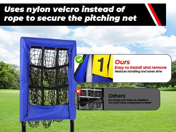 Baseball Pitching Net with Strike Zone | The No Hitter Net 9 Hole Net | Strike Zone Target for Baseball & Softball Training (Bule)