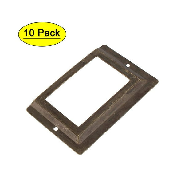 Office Library File Drawer Tag Metal Label Holder Bronze Tone 10Pcs