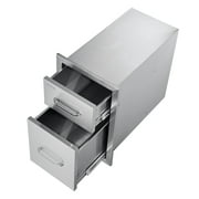 13"x20.4"x20.8" Outdoor Kitchen Drawers, Flush Mount Double BBQ Access Drawers