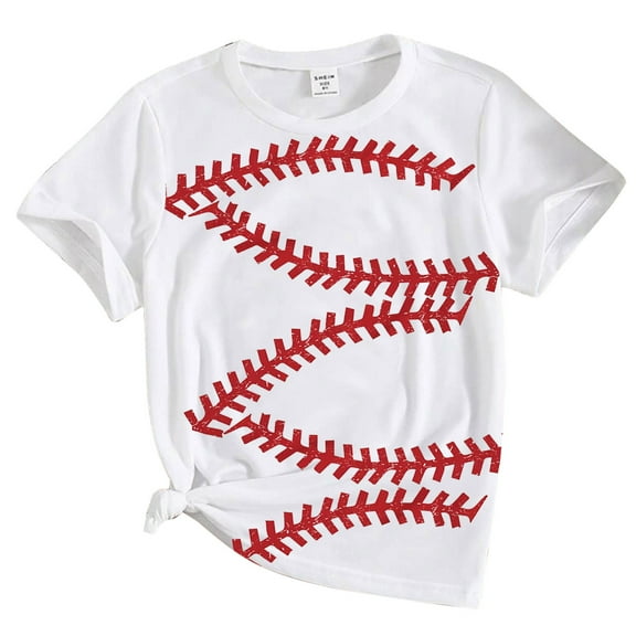 Fshinging Girls Summer Tops Toddler T Shirts Baseball 3D Prints Boys Print n Out Children Outfit Size 2-3 Years