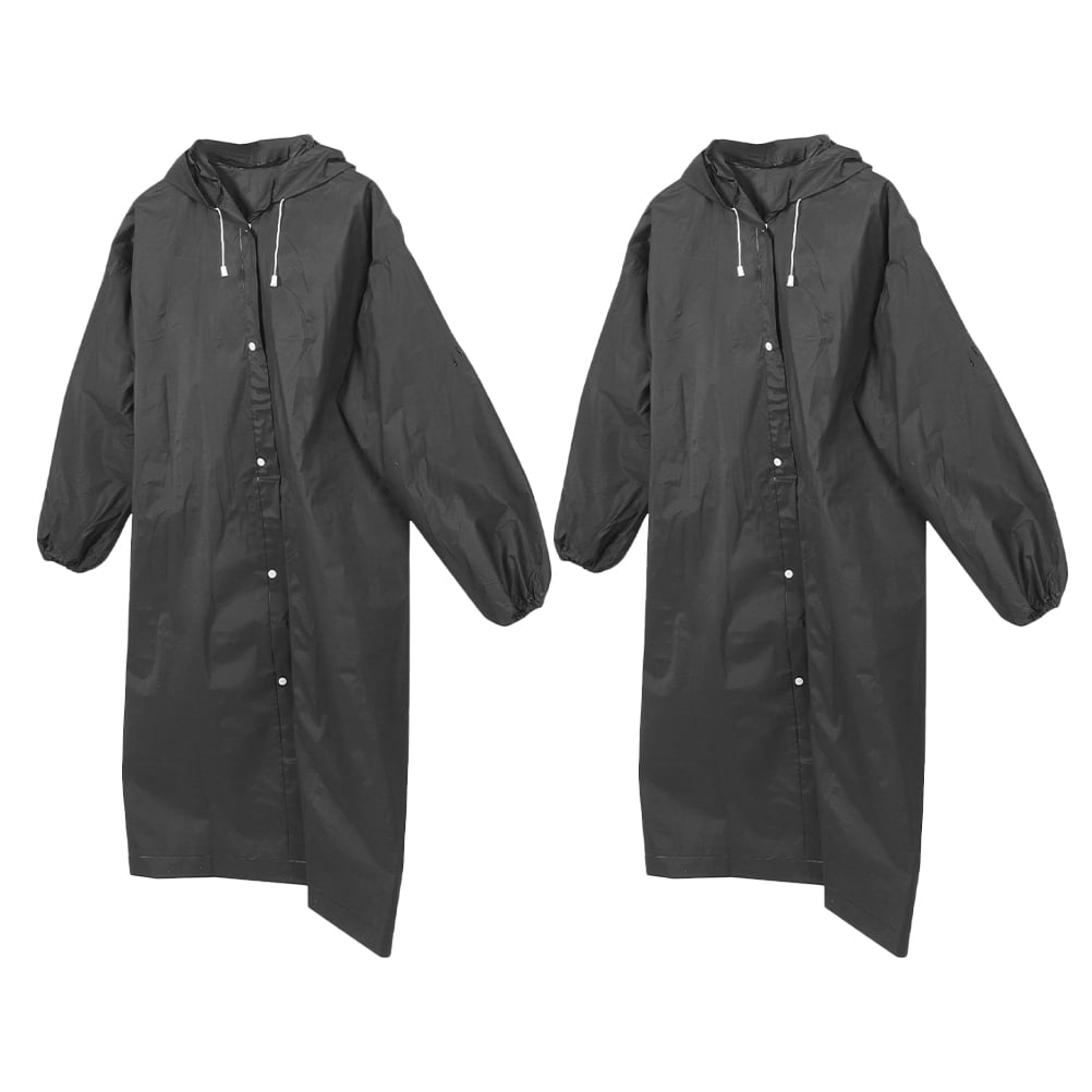 REOFLYUP 2-Pack Rain Ponchos for Men Lightweight Black Hooded Outdoor Jackets and