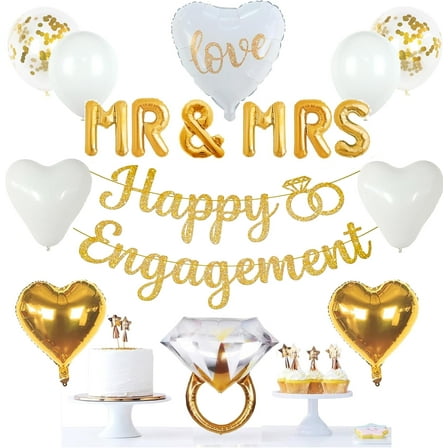 Happy Greetings Engagement Party Decoration Kit, Mr & Mrs Balloons Wedding Decor