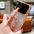 thumbnail image 2 of Dteck for iPhone 14 Plus Case with Plating Love-Heart Pattern, Glitter Slim Protective Case with Big Window Full Glass Camera Lens Protector,Silver, 2 of 6