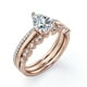 thumbnail image 3 of JeenMata Anillo de Compromiso Solitario 2 Ct Corte Pera, Pavé 3 Puntas, Filigrana Milgrain Art Déco, Conjunto Anillo Boda Trío, Baño Oro Rosa 18 K sobre Plata, 3 of 6
